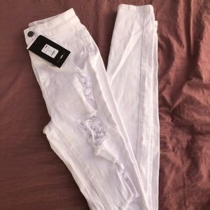 Fashion Nova White Ripped Jeans